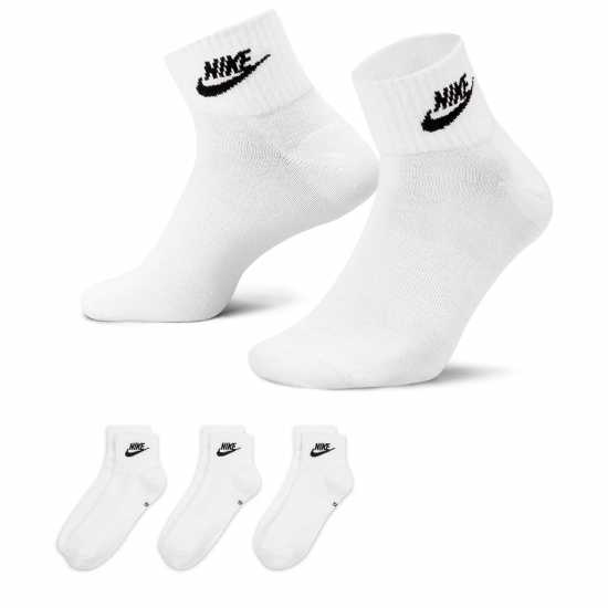 Nike Everyday Essential Ankle Socks (3 Pairs) White/Black Мъжки чорапи