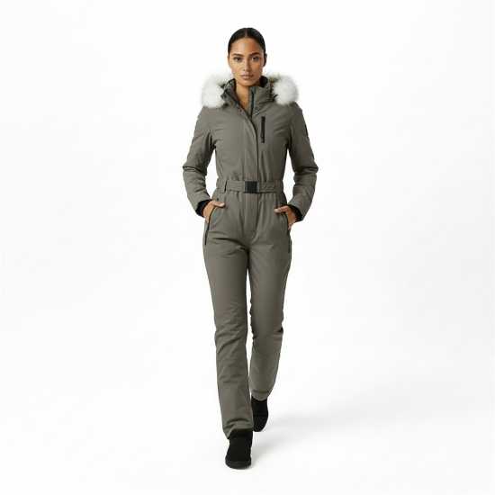 Jack Wills Women's Waterproof Long Sleeve Ski Suit Моха 