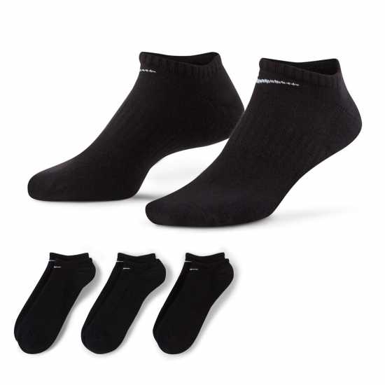 Nike 3 Pack Cushioned No Show Socks Black/White Мъжки чорапи