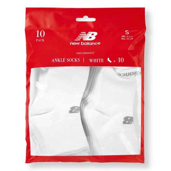New Balance Ankle Socks 10 Pack White New Balance Ankle Socks 10 Pack White