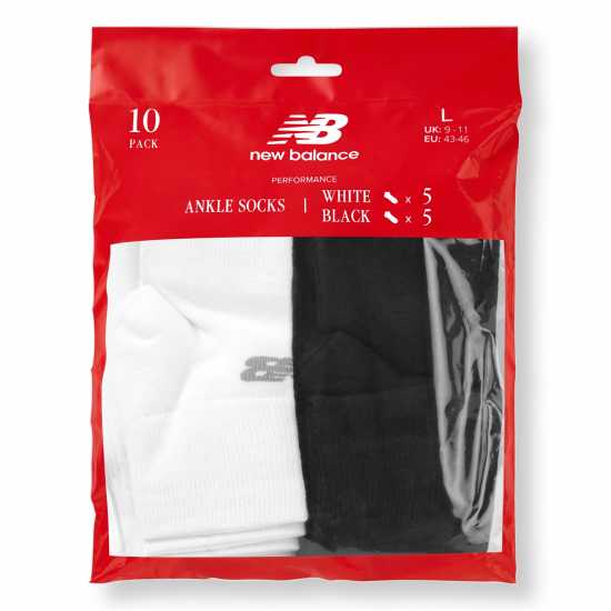 New Balance Nb Ankle Socks 10 Pack Бяло/Черно 