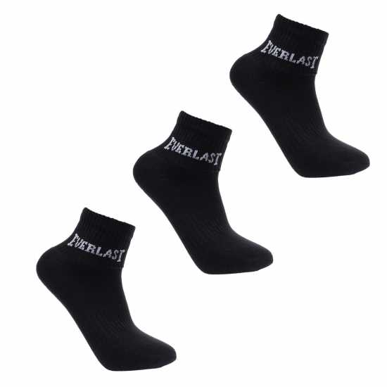 Everlast 3/4 Чорапи 3Бр. Quarter Sock 3 Pack Ladies Black Дамски чорапи