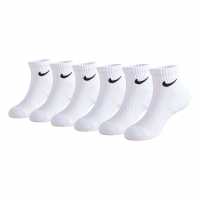 Nike 6Pk Df Quarter Sock In00 White Детски чорапи