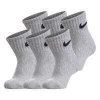 Nike 6Pk Df Quarter Sock In00 Grey Детски чорапи