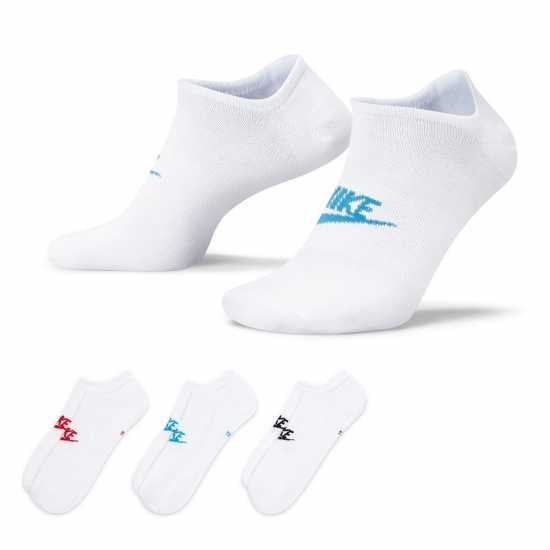 Nike Sportswear Everyday Essential No-Show Socks 3 Pairs Бял/Многоцветно Мъжки чорапи