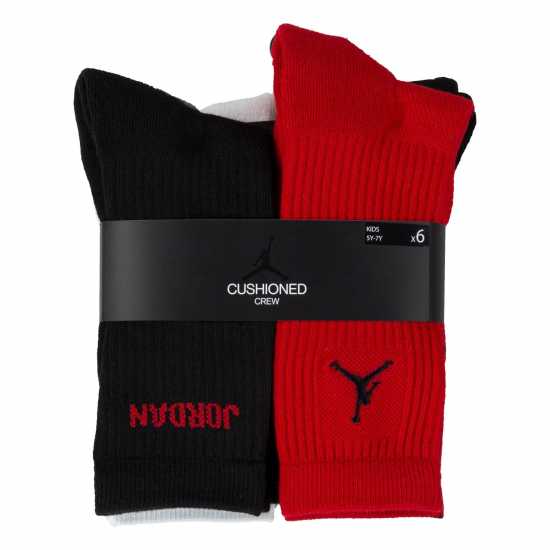 Air Jordan Legend Crew 6Pk Sock Juniors Red/Black/White Детски чорапи