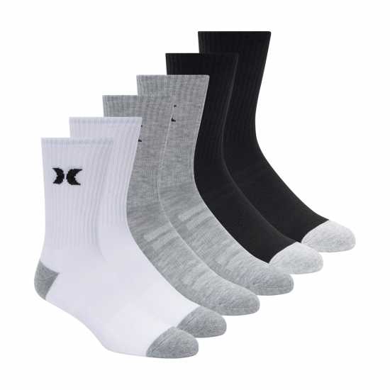 Hurley 6Pk Crew Sock Sn62 White/Multi Hurley 6Pk Crew Sock Sn62 White/Multi