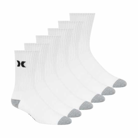 Hurley 6Pk Crew Sock Sn62 White/Black 