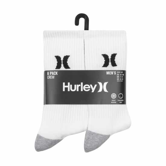 Hurley 6Pk Crew Sock Sn62 White/Black 