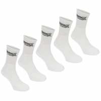 Lonsdale Мъжки Чорапи 5 Pack Crew Socks Mens White Мъжки чорапи