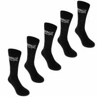 Lonsdale Мъжки Чорапи 5 Pack Crew Socks Mens Black Мъжки чорапи