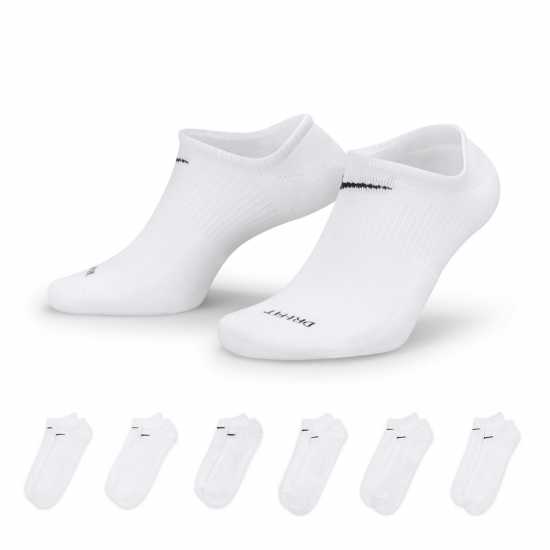 Nike Everyday Lightweight Training No-Show Socks (6 Pairs) White/Black Мъжки чорапи