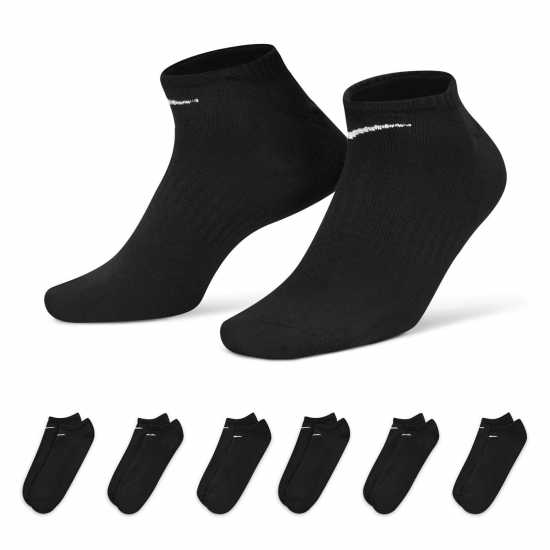 Nike Everyday Lightweight Training No-Show Socks (6 Pairs) Black/White Мъжки чорапи