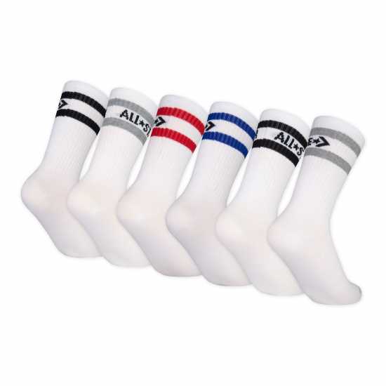 Converse 6 Чифта Чорапи Crew Socks 6 Pack Juniors White Детски чорапи