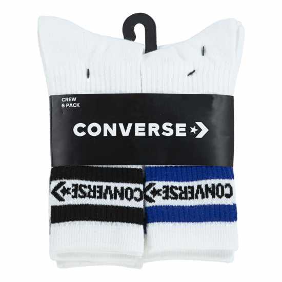 Converse 6 Чифта Чорапи Crew Socks 6 Pack Juniors White Детски чорапи