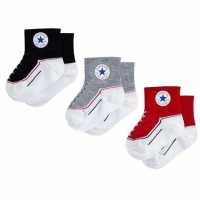 Converse 3 Чифта Чорапи Chuck Quarter 3 Pack Socks Black Детски чорапи