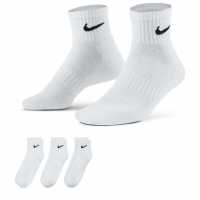 Nike 3Бр. Три Четвърти Чорапи Three Pack Quarter Socks Mens Бяло/Черно Мъжки чорапи