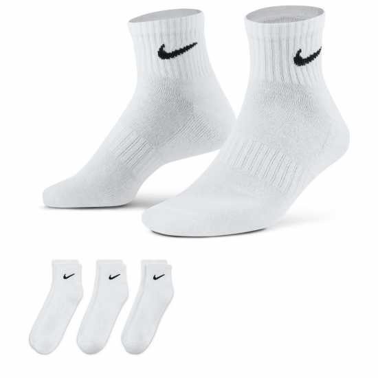 Мъжки чорапи Nike 3Бр. Три Четвърти Чорапи Three Pack Quarter Socks Mens Бяло/Черно Nike 3Бр. Три Четвърти Чорапи Three Pack Quarter Socks Mens Бяло/Черно Мъжки чорапи