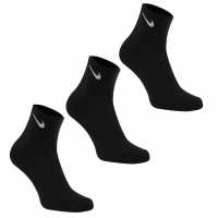 Nike 3Бр. Три Четвърти Чорапи Three Pack Quarter Socks Mens Black/White Мъжки чорапи