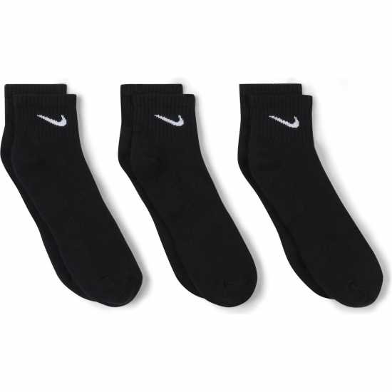 Nike 3Бр. Три Четвърти Чорапи Three Pack Quarter Socks Mens Black/White Мъжки чорапи