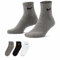 Nike 3Бр. Три Четвърти Чорапи Three Pack Quarter Socks Mens Черно/Сиво/Бяло Мъжки чорапи