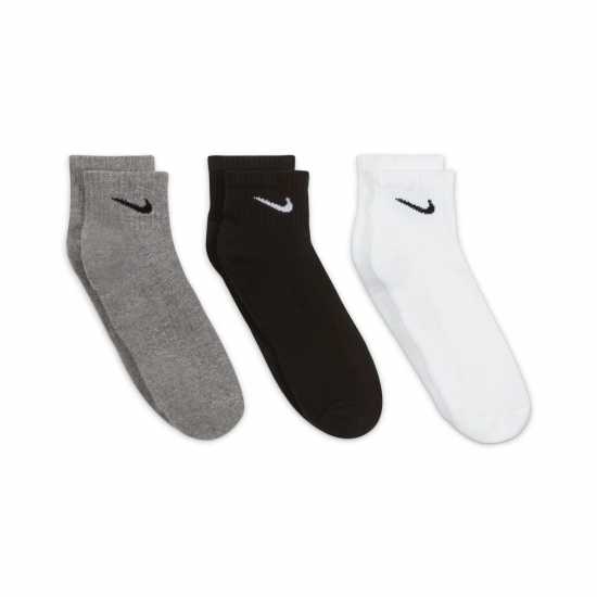 Мъжки чорапи Nike 3Бр. Три Четвърти Чорапи Three Pack Quarter Socks Mens Черно/Сиво/Бяло Nike 3Бр. Три Четвърти Чорапи Three Pack Quarter Socks Mens Черно/Сиво/Бяло Мъжки чорапи
