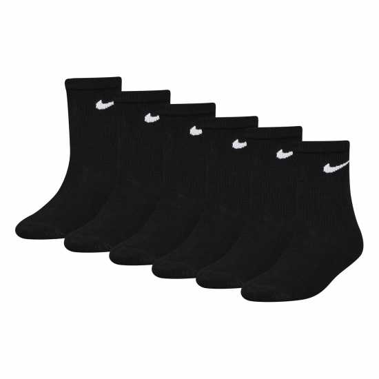 Nike 6 Pack Of Crew Socks Childrens Black Детски чорапи