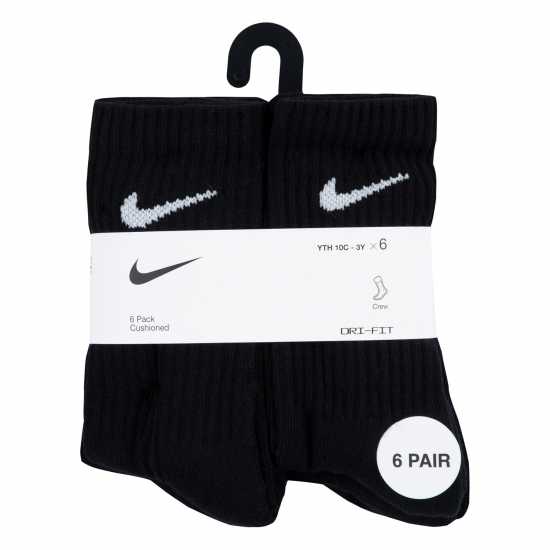 Nike 6Pk Df Crew Sock Infants Черно Детски чорапи