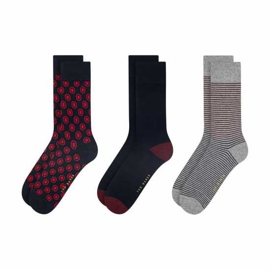 Ted Baker Men's Formal Crew Socks Blue/Red Mix Ted Baker Men's Formal Crew Socks Blue/Red Mix
