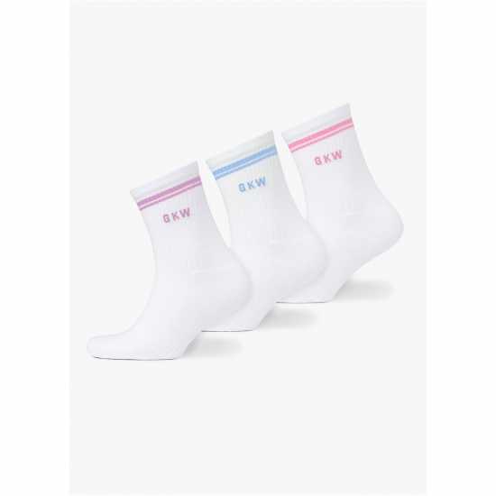 Gym King Gkw Tipping Crew Sock (3Pk) - Carnation Pink/hyacinth/blue Cotton Gym King Gkw Tipping Crew Sock (3Pk) - Carnation Pink/hyacinth/blue Cotton