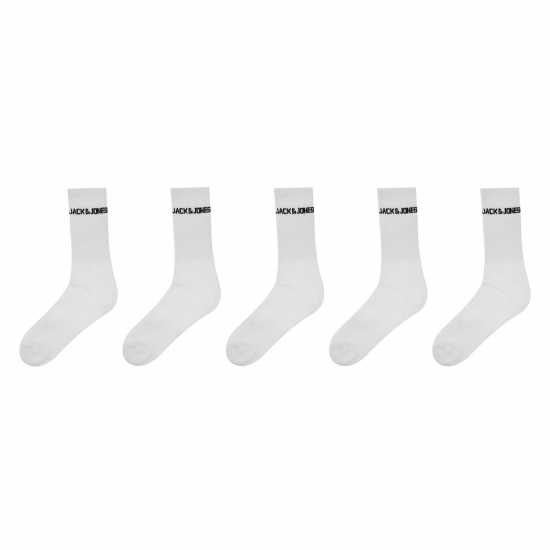Jack And Jones Mens 5 Pack Crew Socks White - Мъжки чорапи