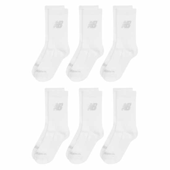 New Balance 6 Pack Of Crew Socks Juniors Бяло 