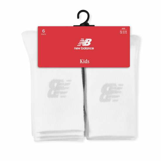 New Balance 6 Pack Of Crew Socks Juniors Бяло 