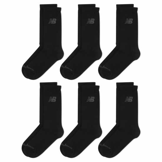 New Balance 6 Pack Of Crew Socks Juniors Black 