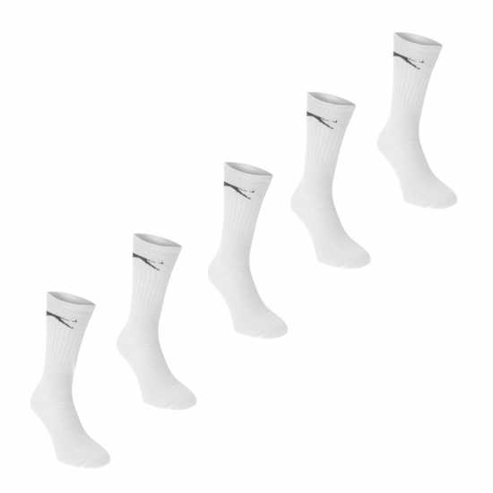 Slazenger Crew Socks 5 Pack Childs White Детски чорапи