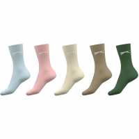Slazenger Дамски Чорапи 5 Pack Crew Socks Ladies Colours Дамски чорапи