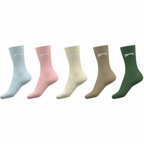 Slazenger Дамски Чорапи 5 Pack Crew Socks Ladies Colours Дамски чорапи