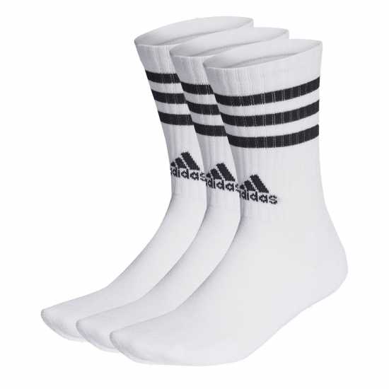 Adidas Cushioned 3 Stripe Crew Sock 3 Pack Juniors White/Black Детски чорапи