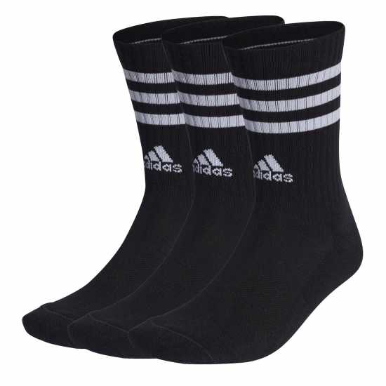 Adidas Cushioned 3 Stripe Crew Sock 3 Pack Juniors Black/White Детски чорапи