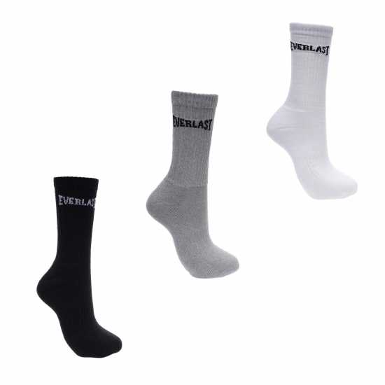 Everlast Мъжки Чорапи 3 Pack Crew Socks Mens Blk/Gry/Whi Мъжки чорапи
