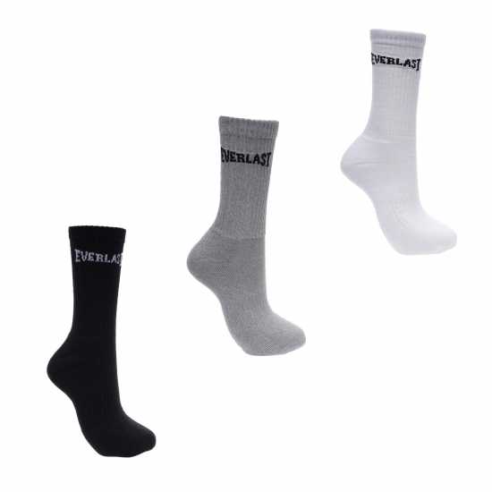 Everlast Мъжки Чорапи 3 Pack Crew Socks Mens Черно/Сиво/Бяло Мъжки чорапи