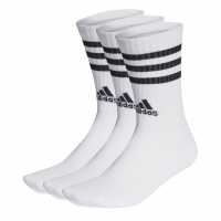 Adidas Cushioned 3 Stripe Crew Sock 3 Pack Mens White/Black Мъжки чорапи