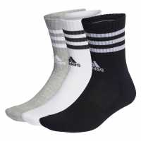 Adidas Cushioned 3 Stripe Crew Sock 3 Pack Mens Blk/Wht/Gry Мъжки чорапи