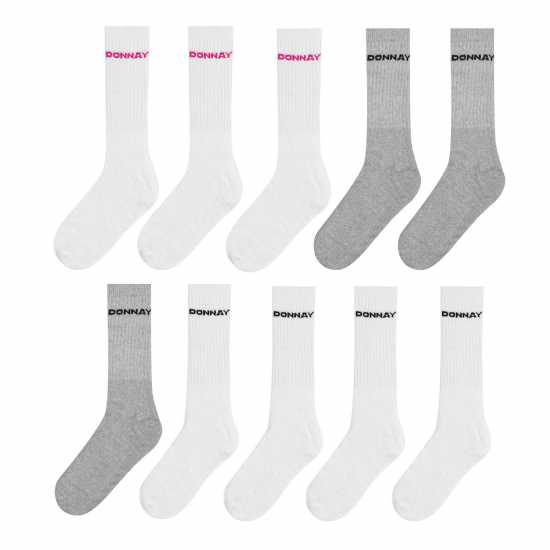 Donnay 10 Pack Crew Socks Junior Бяло Детски чорапи