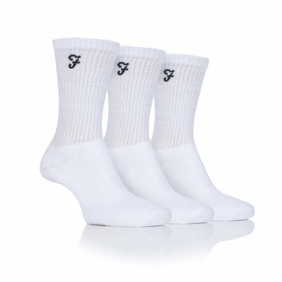 Farah 3Pk Cushi Sock Sn00 White Farah 3Pk Cushi Sock Sn00 White