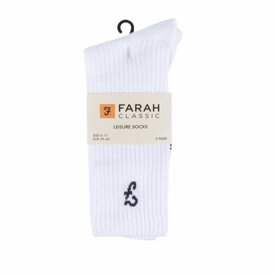 Farah 3Pk Cushi Sock Sn00 White Farah 3Pk Cushi Sock Sn00 White