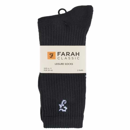 Farah 3Pk Cushi Sock Sn00 Black 