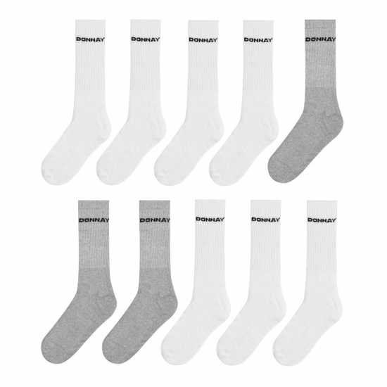 Donnay 10 Pack Crew Socks Plus Size Бяло Мъжки чорапи