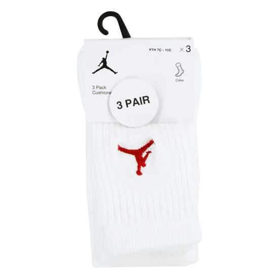Детски чорапи Air Jordan 3 Pack Crew Socks Children's Бяло Air Jordan 3 Pack Crew Socks Children's Бяло Детски чорапи