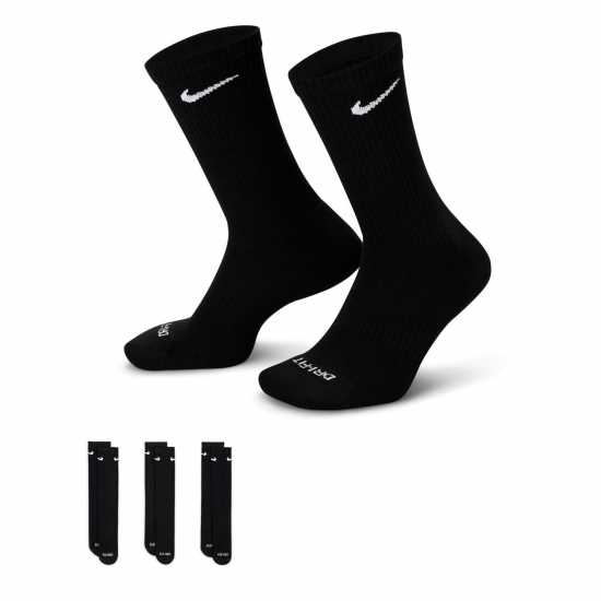 Мъжки чорапи Nike Мъжки Чорапи 3 Pack Crew Socks Mens Черно Nike Мъжки Чорапи 3 Pack Crew Socks Mens Черно Мъжки чорапи